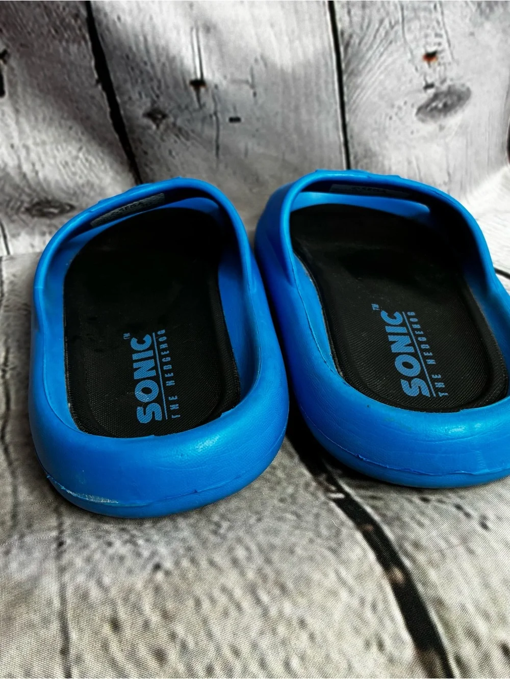 5/$20 Sonic The Hedgehog Slides Sega Blue Ground Up Sandal Youth Boys Size 2-3